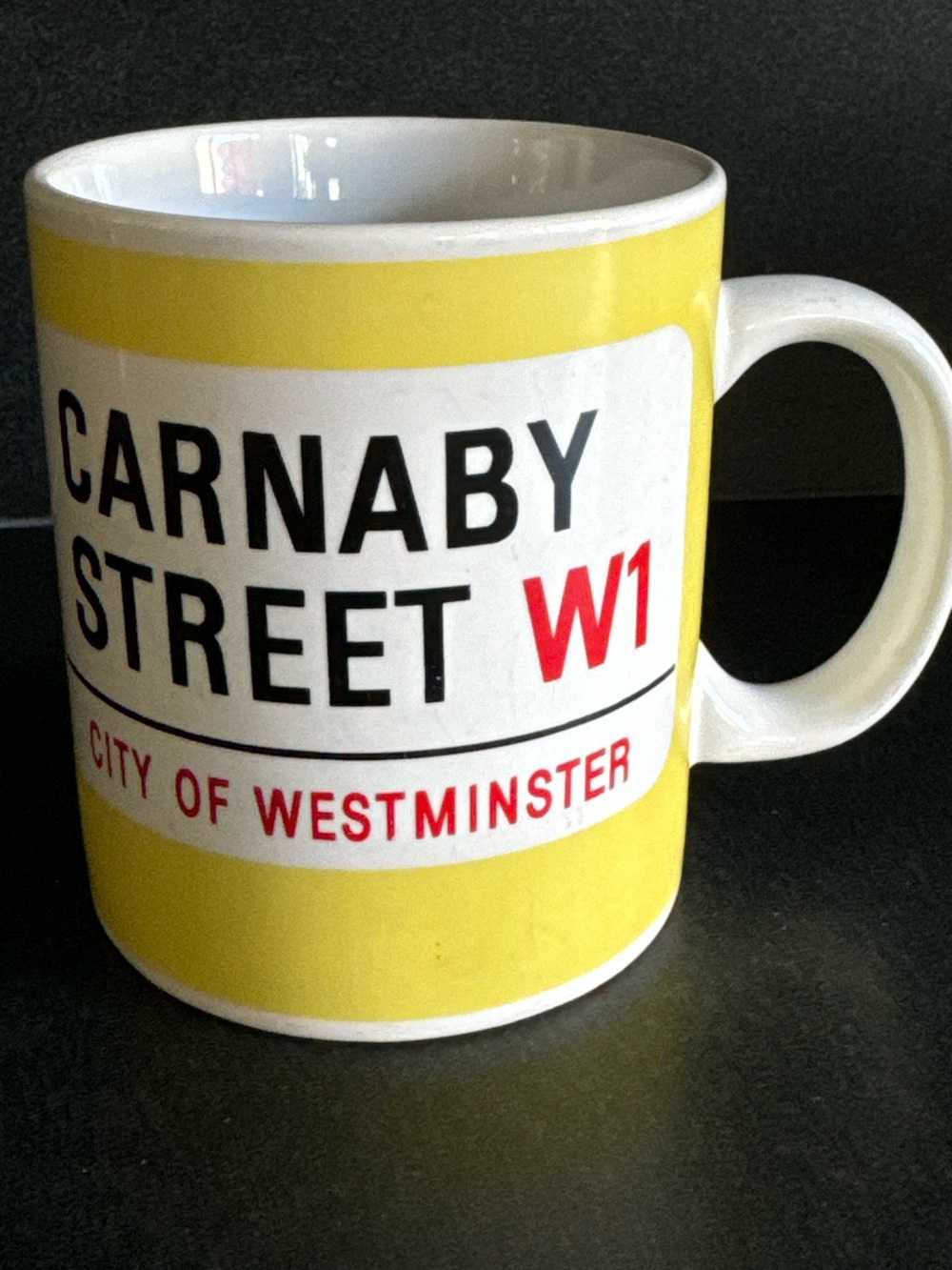 Carnaby Street W1 Yellow City of Westminster Mug London